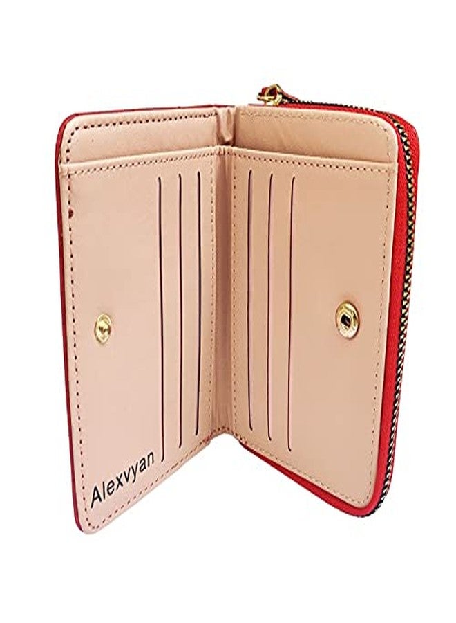 أليكسفيان محفظة صغيرة نسائية من أليكسفيان، حقيبة يد نسائية، محفظة نسائية/سيدات/فتيات، حامل بطاقات، 3 جيوب (نقشة مربعات حمراء) - Image 4